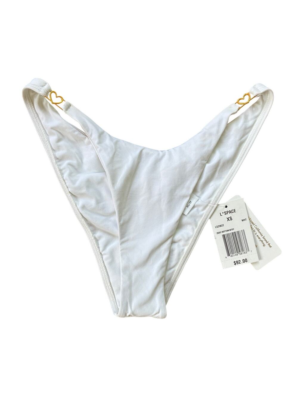 L*Space Ziggy White High Hip Bottom Bitsy Bikini Size XS